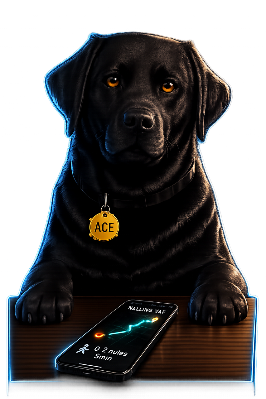 Image of Ace's front paws resting on table showing smartphone on Adventure Starts with a Plan: Travel Logistics with a Service Animal Page